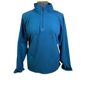 Lands’ End Sweatshirt Women’s XXL Blue Quarter-Zip Pullover Fleece Plus Size